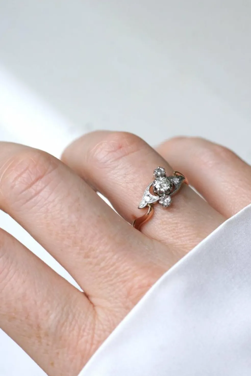 Bague Toi et Moi diamants, or rose et platine