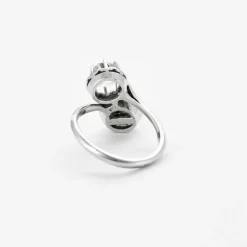 Bague Toi et Moi en or blanc diamant perle