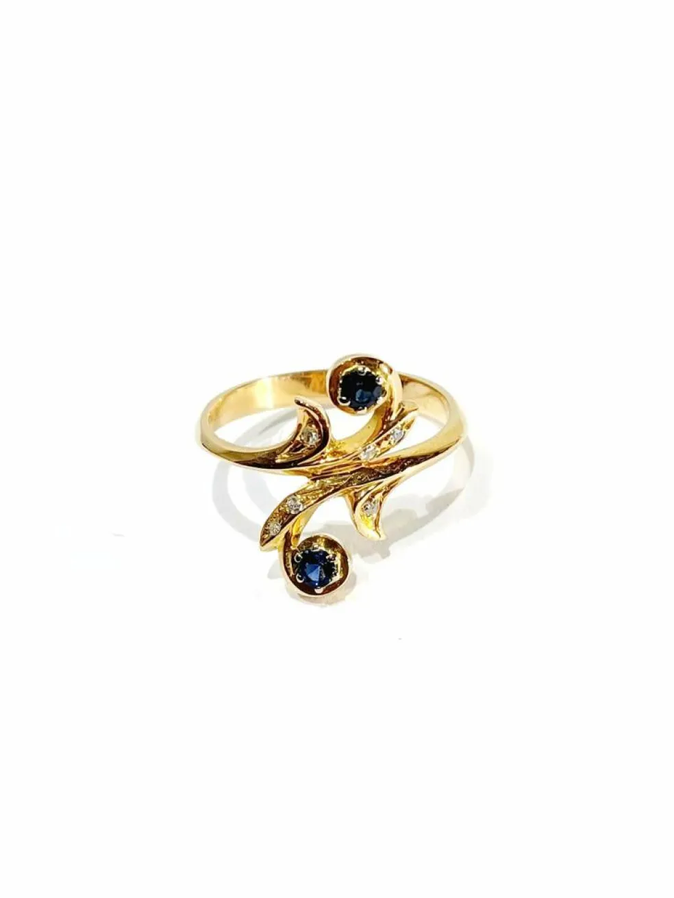 Bague toi et moi en Or, Diamants et Saphirs
