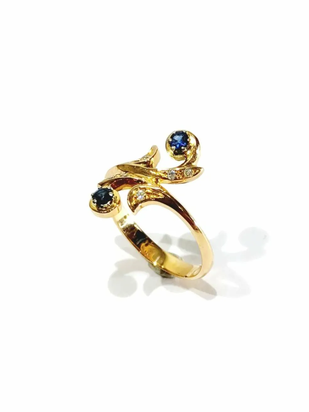 Bague toi et moi en Or, Diamants et Saphirs