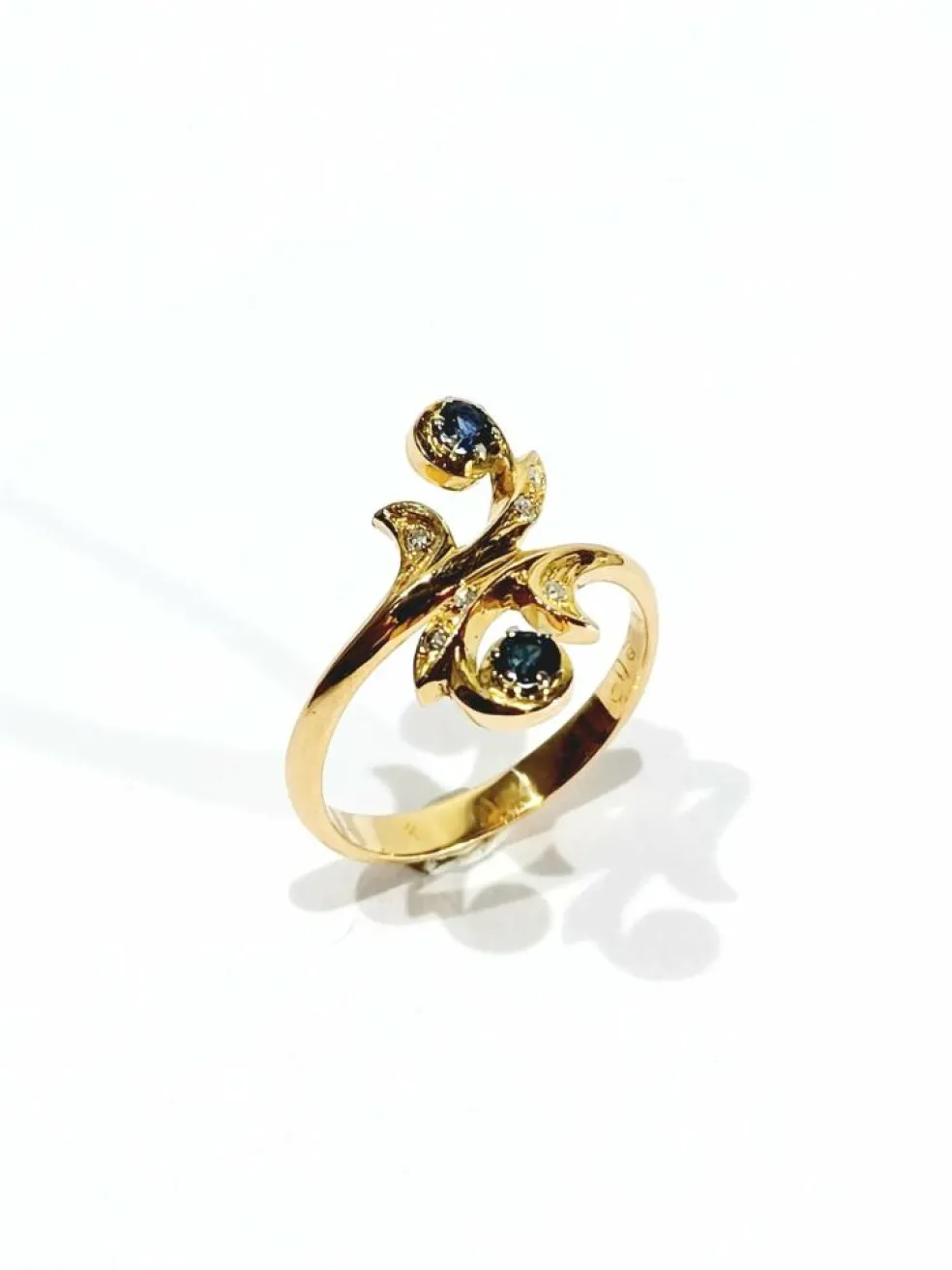 Bague toi et moi en Or, Diamants et Saphirs
