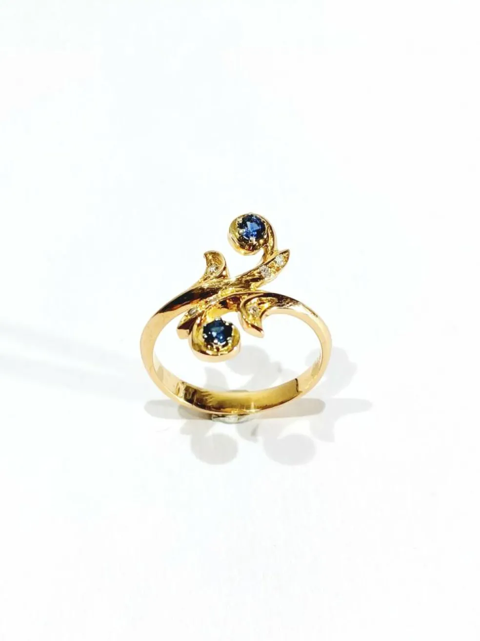 Bague toi et moi en Or, Diamants et Saphirs