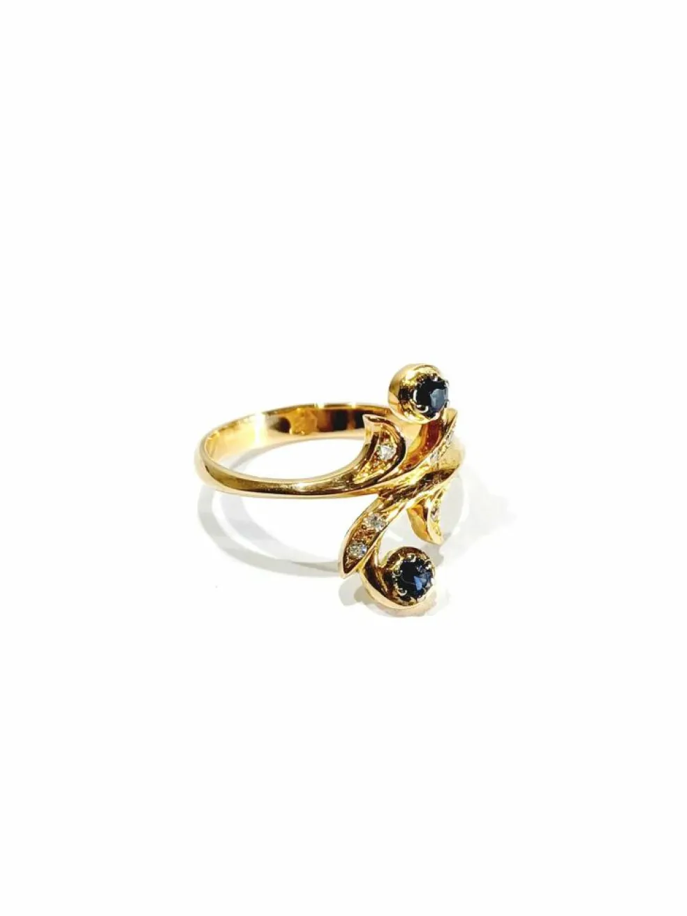 Bague toi et moi en Or, Diamants et Saphirs