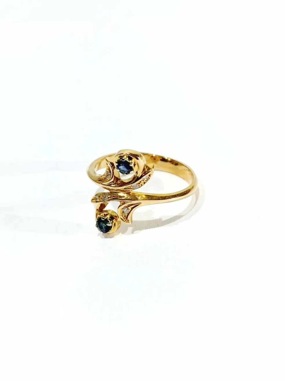 Bague toi et moi en Or, Diamants et Saphirs