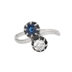 Bague "Toi et Moi" en or gris saphir et diamant