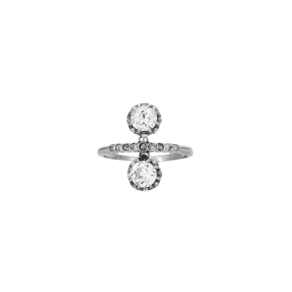 Bague Toi et Moi en or gris avec diamants