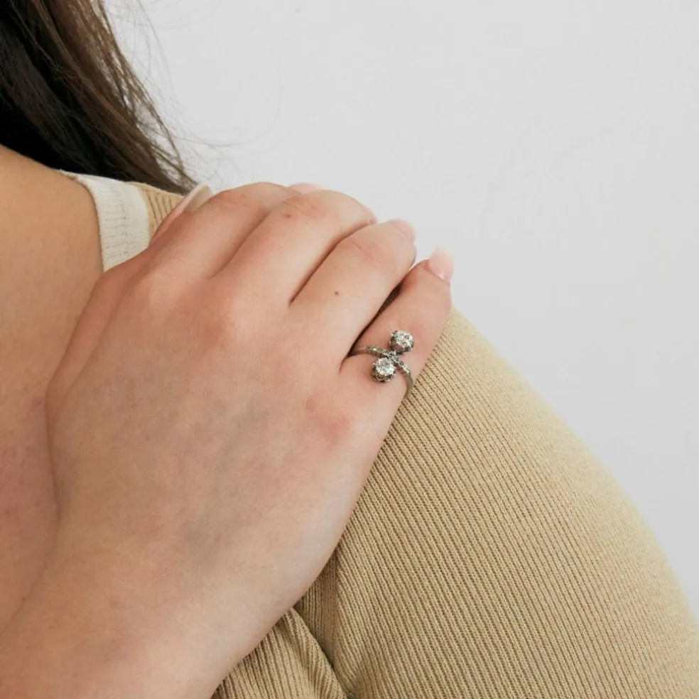 Bague Toi et Moi en or gris avec diamants
