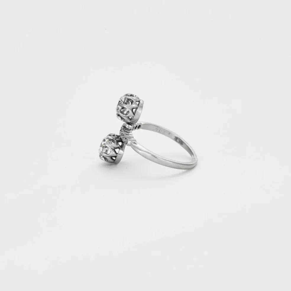Bague Toi et Moi en or gris avec diamants