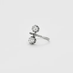 Bague Toi et Moi en or gris avec diamants