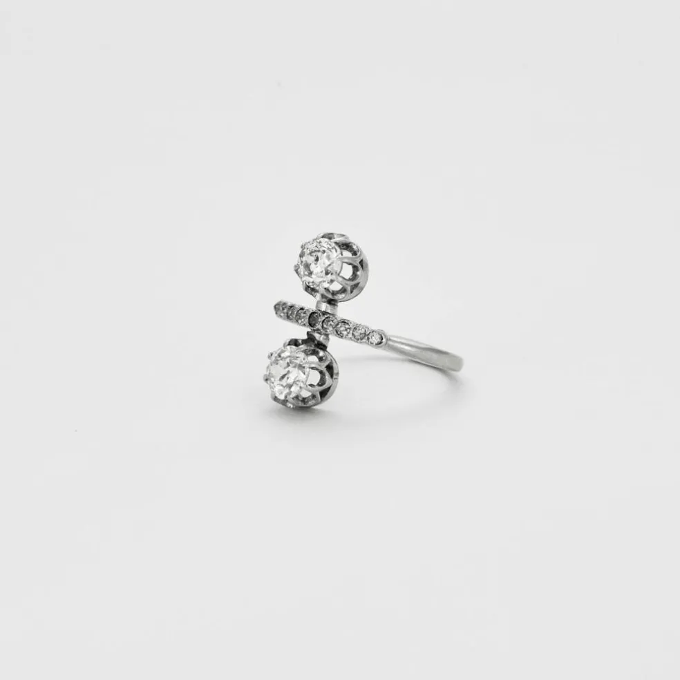 Bague Toi et Moi en or gris avec diamants