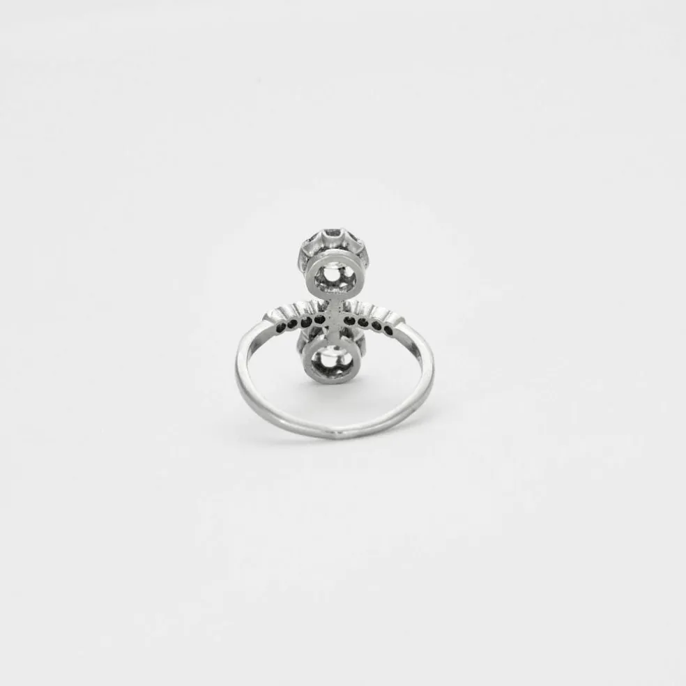 Bague Toi et Moi en or gris avec diamants