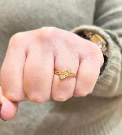 Bague toi et moi en or jaune et diamants