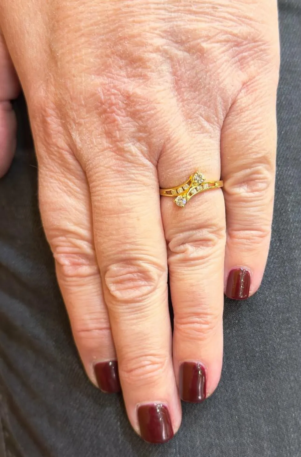 Bague toi et moi en or jaune et diamants