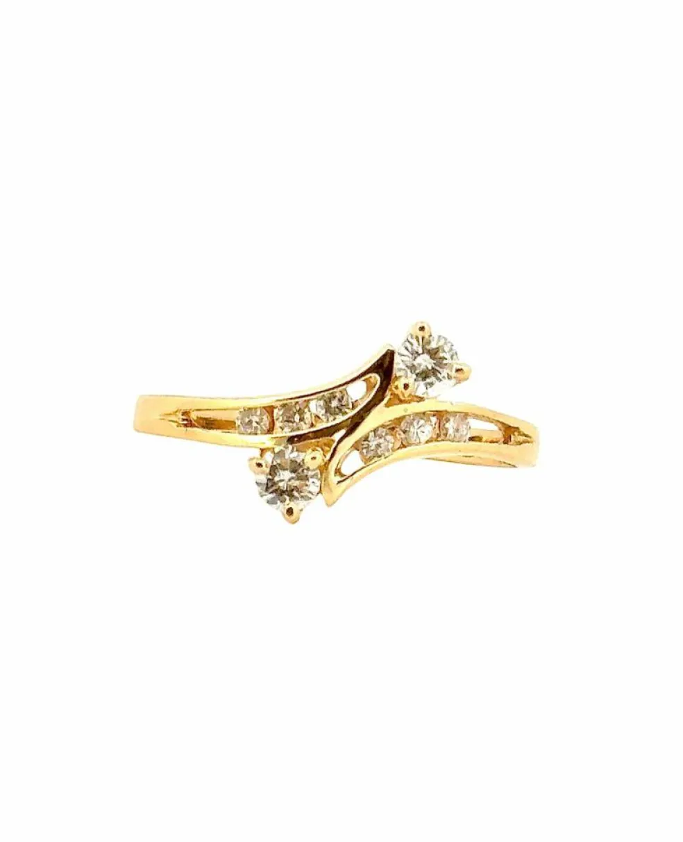 Bague toi et moi en or jaune et diamants