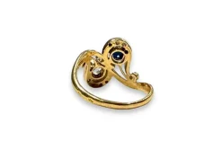 Bague Toi et Moi en or jaune, saphir et diamant