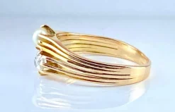 Bague toi et moi en or jaune, diamant et perle vers 1900