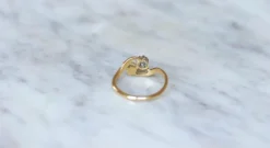 Bague Toi et Moi en Or Jaune Platine Perle et Diamant
