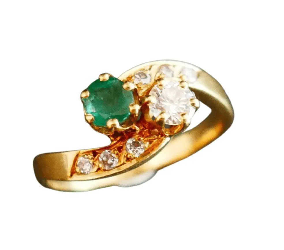 Bague Toi Et Moi émeraude Et Diamants