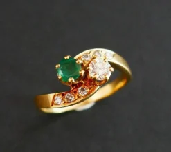Bague Toi Et Moi émeraude Et Diamants