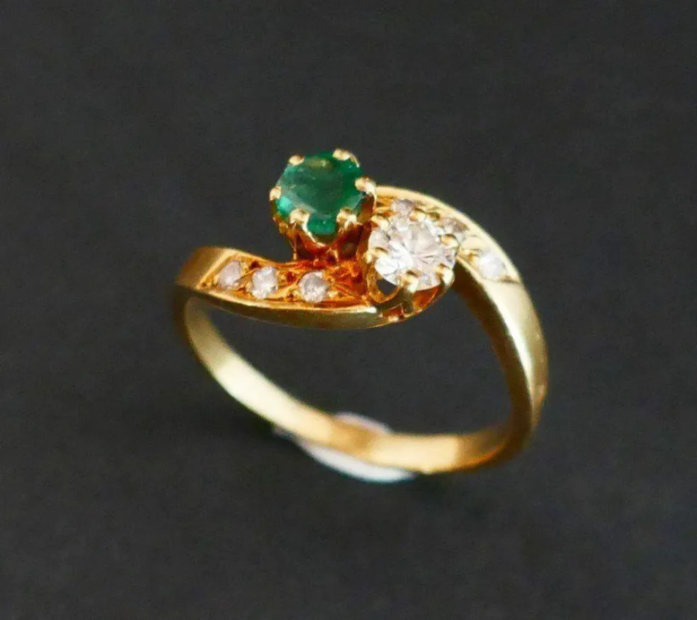 Bague Toi Et Moi émeraude Et Diamants