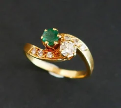 Bague Toi Et Moi émeraude Et Diamants