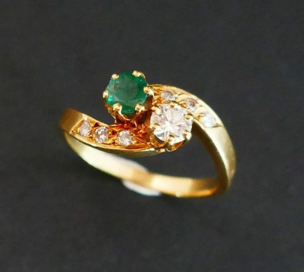 Bague Toi Et Moi émeraude Et Diamants