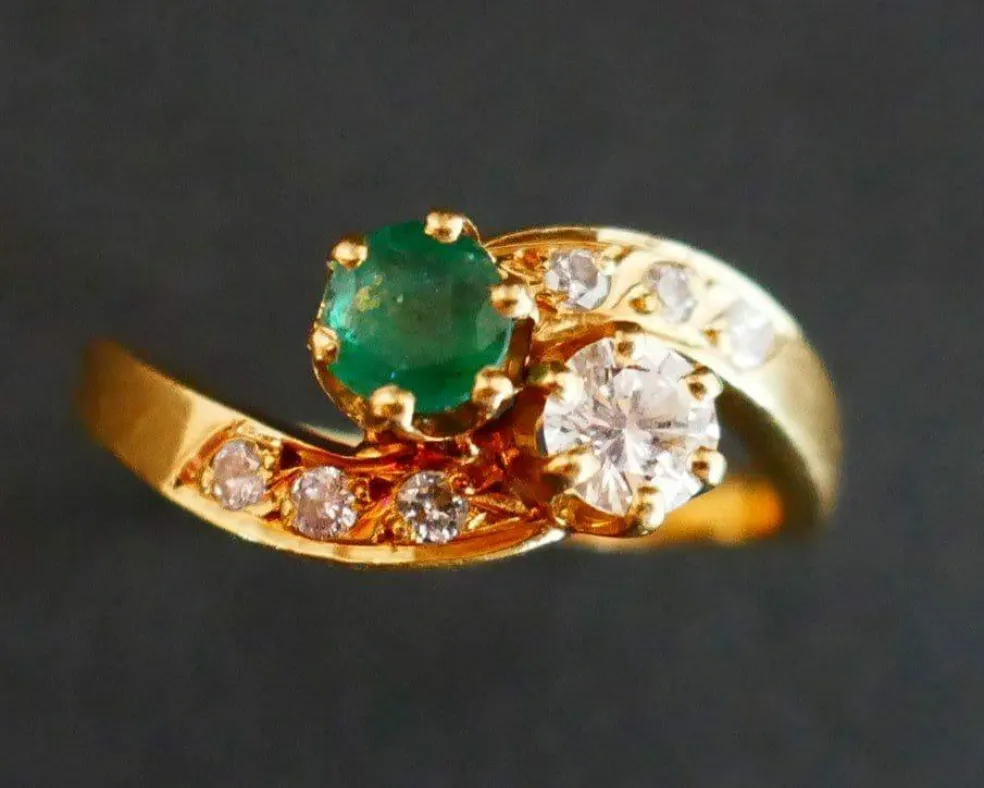 Bague Toi Et Moi émeraude Et Diamants