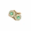 Bague Toi et Moi émeraudes diamants