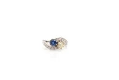 Bague Toi et moi Or blanc Saphir Diamants