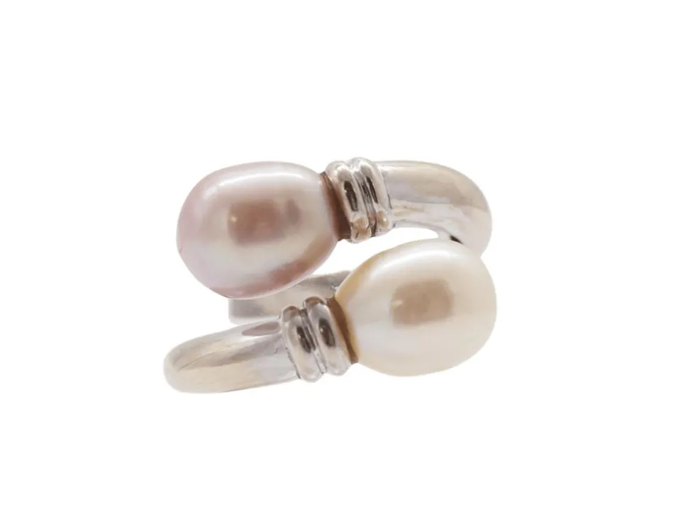 Bague Toi et moi or blanc et perle