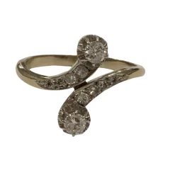Bague "Toi et Moi" or blanc et diamants