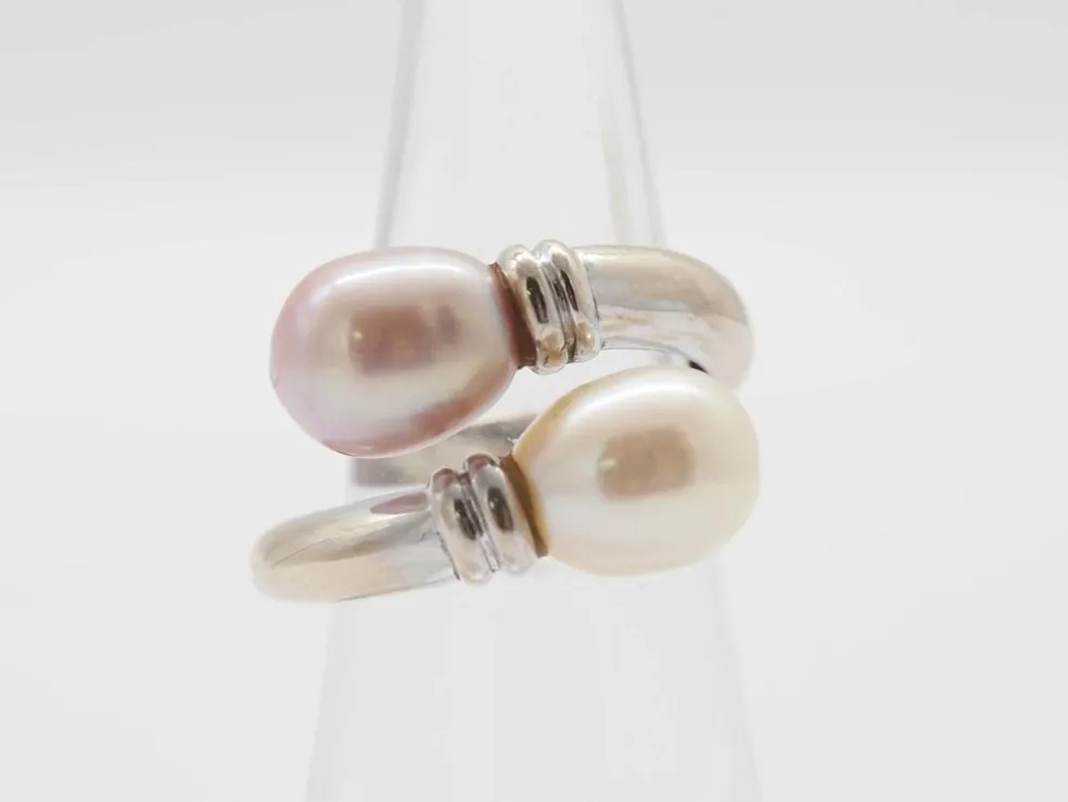 Bague Toi et moi or blanc et perle