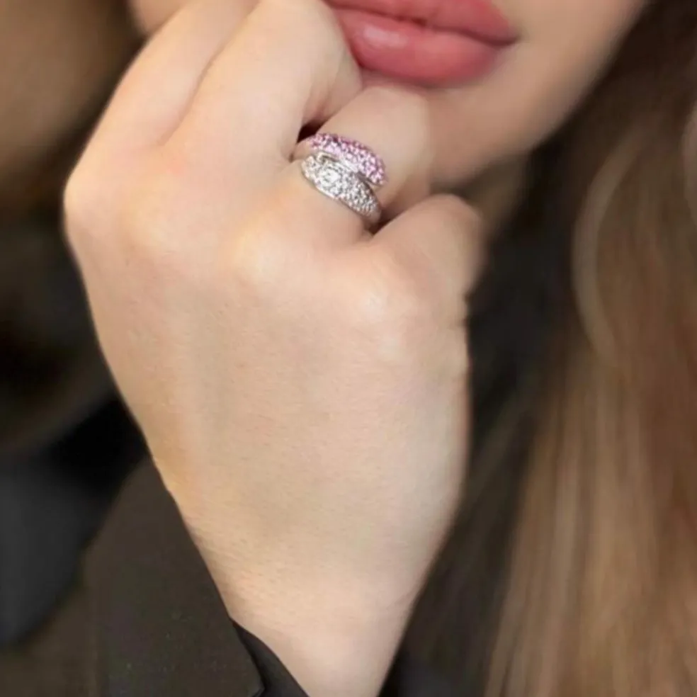 Bague Toi et Moi or blanc diamants spinelles