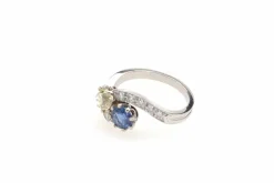 Bague Toi et moi Or blanc Saphir Diamants