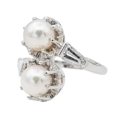 Bague Toi et moi Or blanc Perle, Diamant