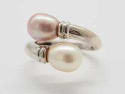 Bague Toi et moi or blanc et perle