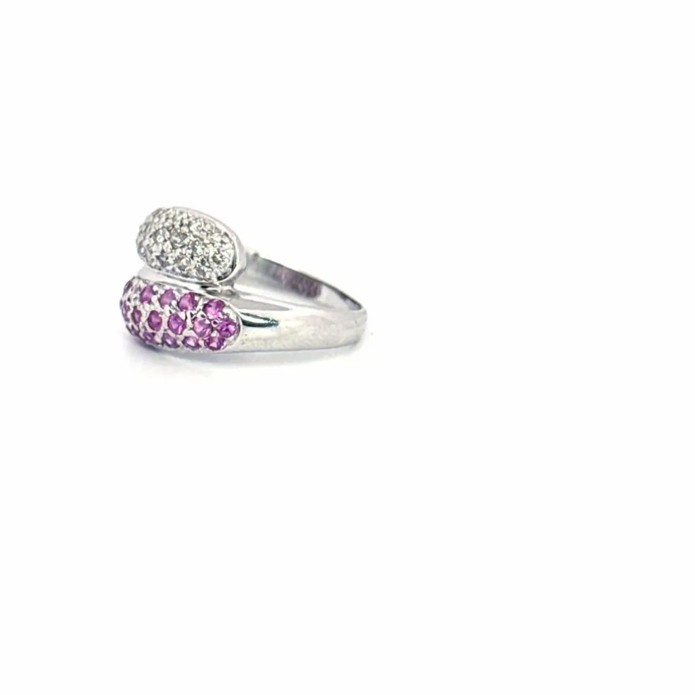 Bague Toi et Moi or blanc diamants spinelles