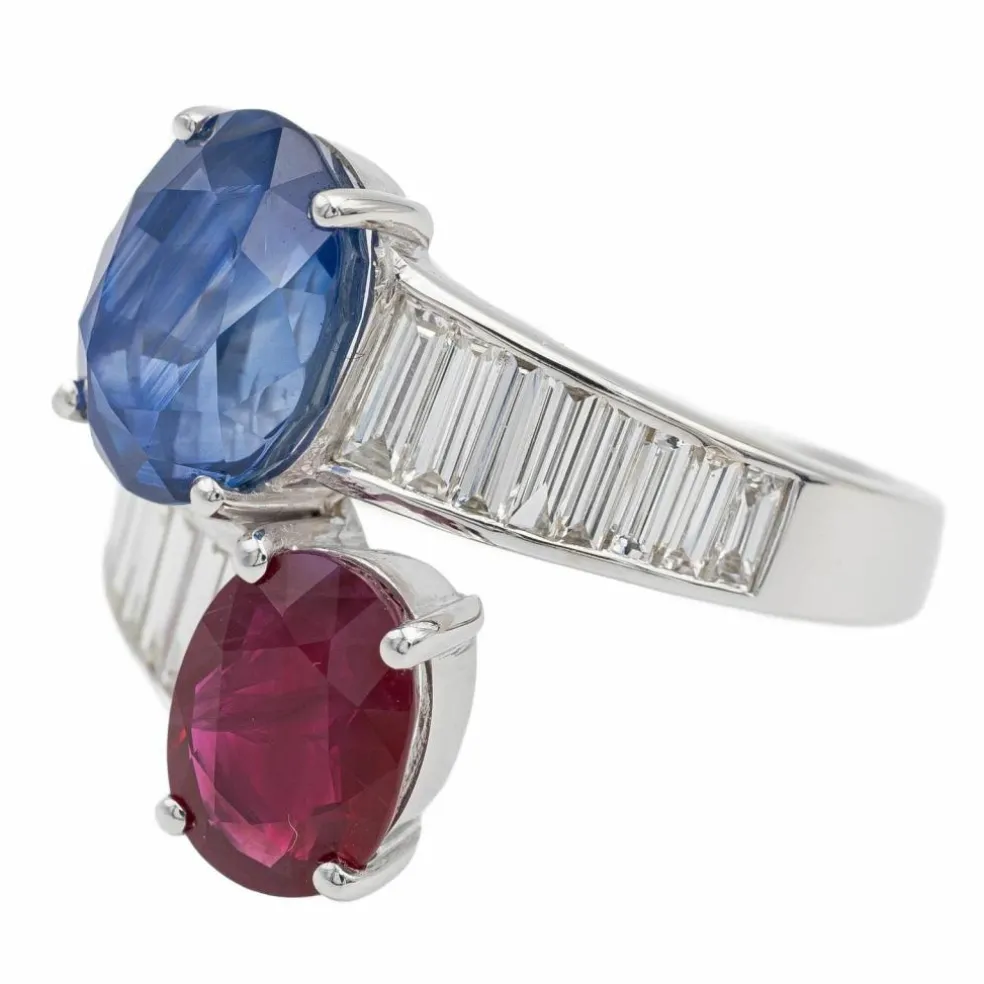 Bague Toi et Moi Or blanc Saphir