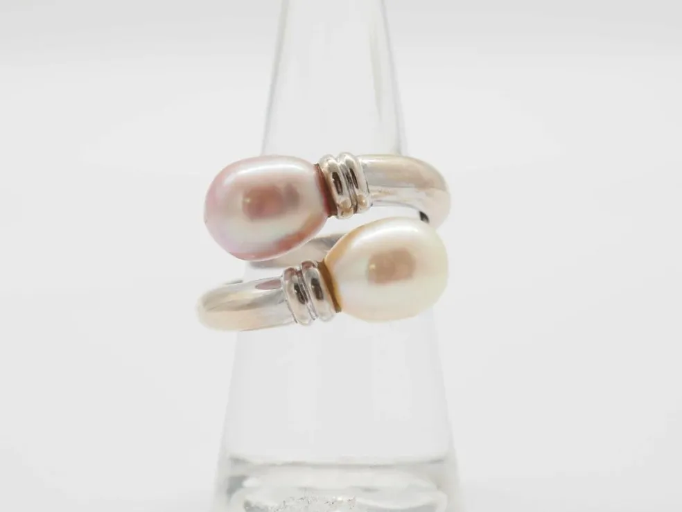 Bague Toi et moi or blanc et perle
