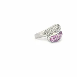 Bague Toi et Moi or blanc diamants spinelles