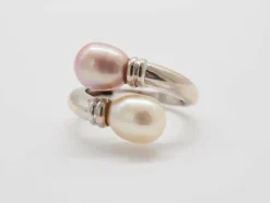Bague Toi et moi or blanc et perle