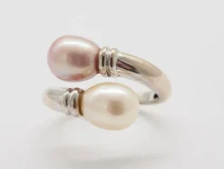 Bague Toi et moi or blanc et perle