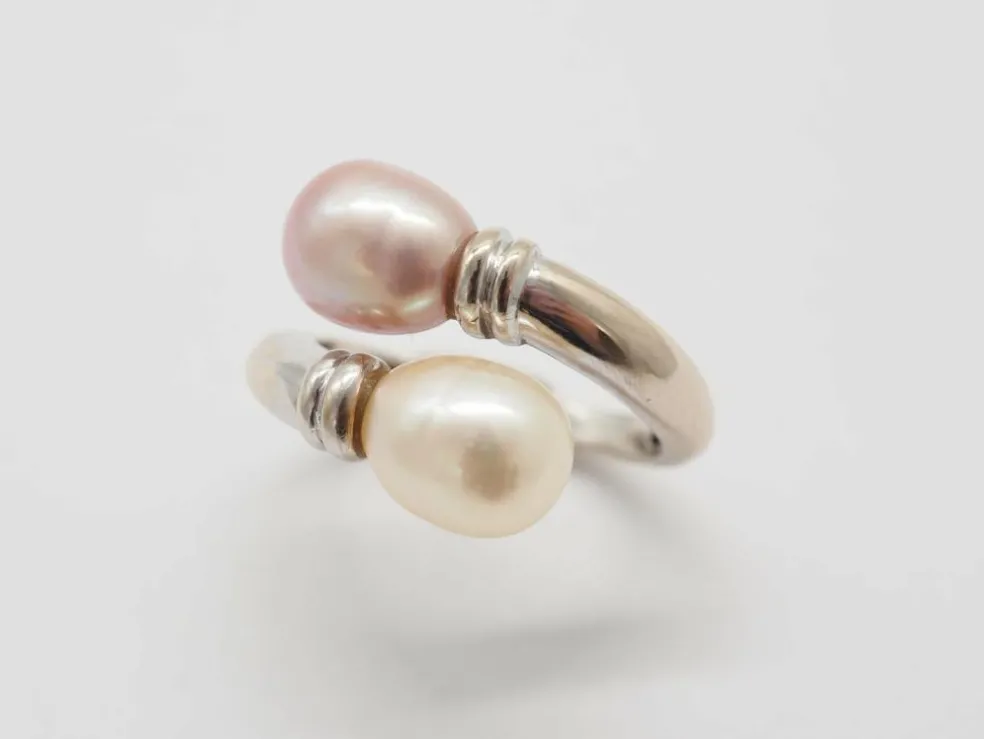 Bague Toi et moi or blanc et perle
