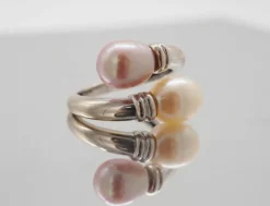 Bague Toi et moi or blanc et perle