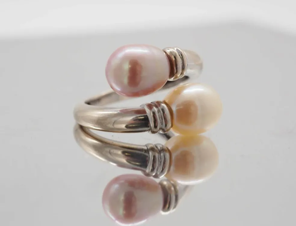 Bague Toi et moi or blanc et perle