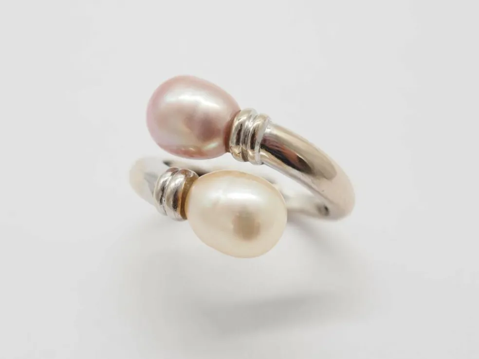 Bague Toi et moi or blanc et perle