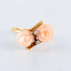 Bague toi et moi or corail diamant