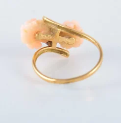Bague toi et moi or corail diamant
