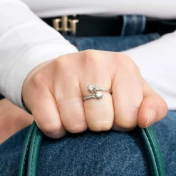 Bague toi et moi or gris et diamants