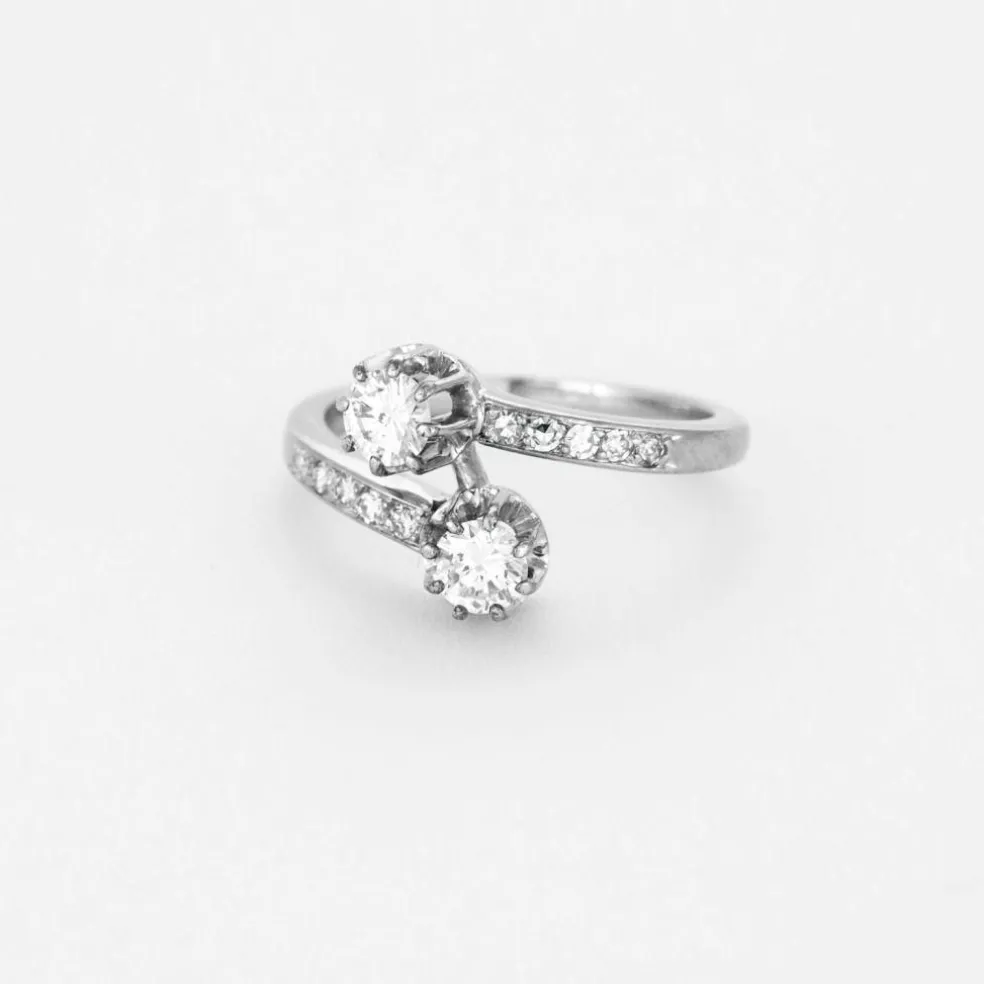 Bague toi et moi or gris et diamants